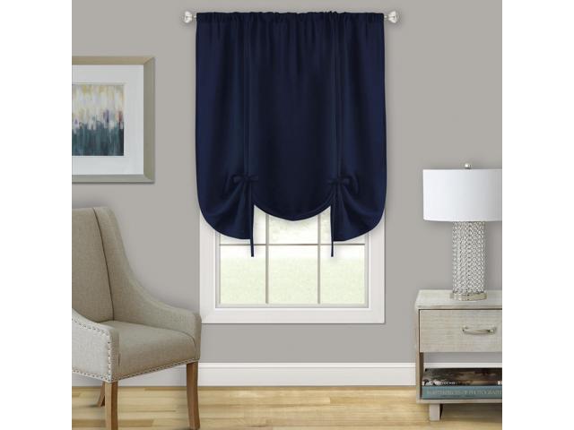 Darcy Window Curtain Tie Up Shade - 58x63 - Navy