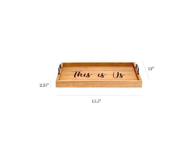 Elegant Designs Decorative Wood Serving Tray w/ Handles, 15.50' x 12', 'This is Us' HG2000-NTU
