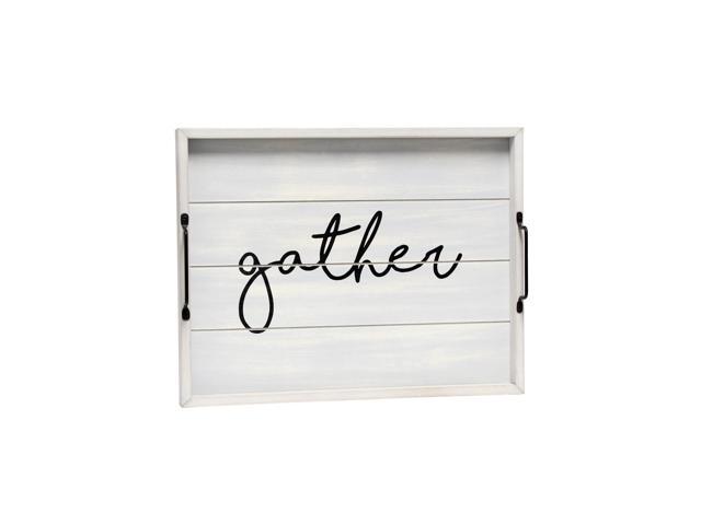 Elegant Designs Decorative Wood Serving Tray w/ Handles, 15.50' x 12', 'Gather' HG2000-GGH