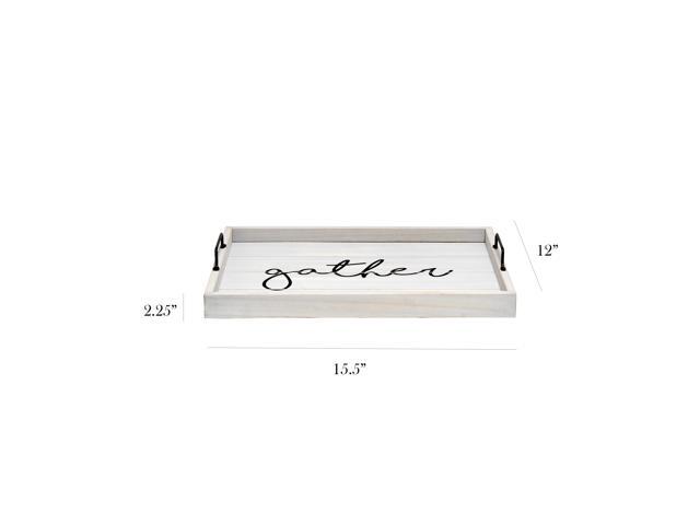 Elegant Designs Decorative Wood Serving Tray w/ Handles, 15.50' x 12', 'Gather' HG2000-GGH