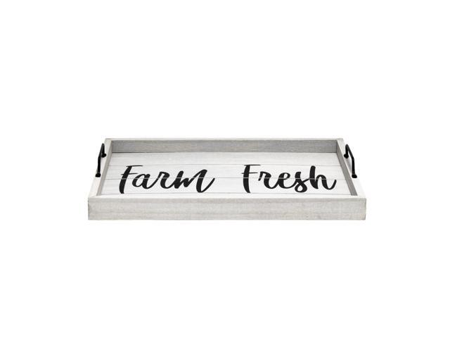 Elegant Designs Decorative Wood Serving Tray w/ Handles, 15.50' x 12', 'Farm Fresh' HG2000-GFF