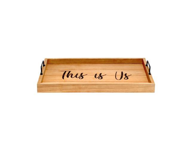 Elegant Designs Decorative Wood Serving Tray w/ Handles, 15.50' x 12', 'This is Us' HG2000-NTU