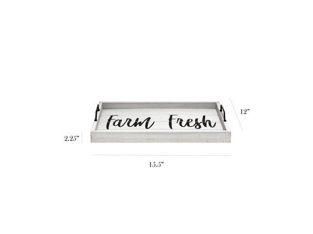 Elegant Designs Decorative Wood Serving Tray w/ Handles, 15.50' x 12', 'Farm Fresh' HG2000-GFF