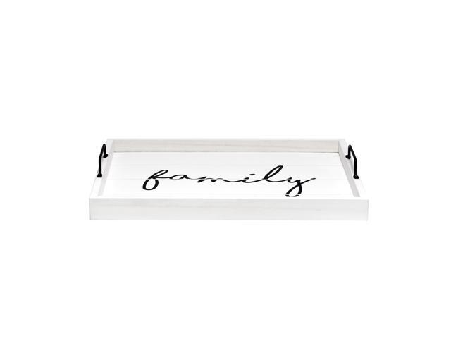 Elegant Designs Decorative Wood Serving Tray w/ Handles, 15.50' x 12', 'Family' HG2000-WFM