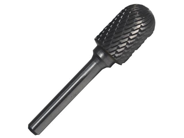 Drill America DUL Series Solid Carbide Bur, Double Cut, SC5 Cylindrical - Radius End, 1/4' Shank, 1/2' Head Diameter, 1' Cutting Length, 6' Overall...