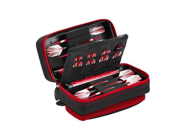 Casemaster Plazma Pro Dart Case Black with Ruby Zipper and Phone Pocket