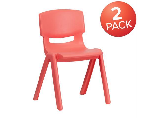 2 Pack Red Plastic Stackable School Chair with 13.25' Seat Height