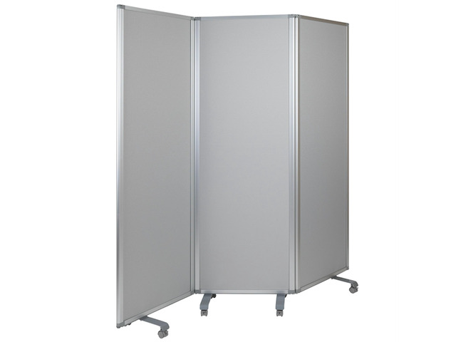 Double Sided Mobile Magnetic Whiteboard/Cloth Partition with Lockable Casters, 72'H x 24'W (3 sections included)