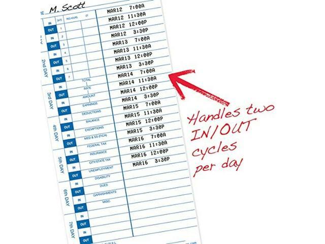 Pyramid Time Systems Attendance Cards for Time Clock models 3500/3550SS/3600SS/3700, 1000 per pack