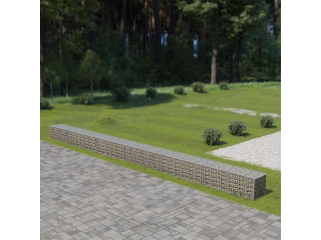 vidaXL Gabion Wall with Covers Galvanized Steel 354'x19.7'x19.7'