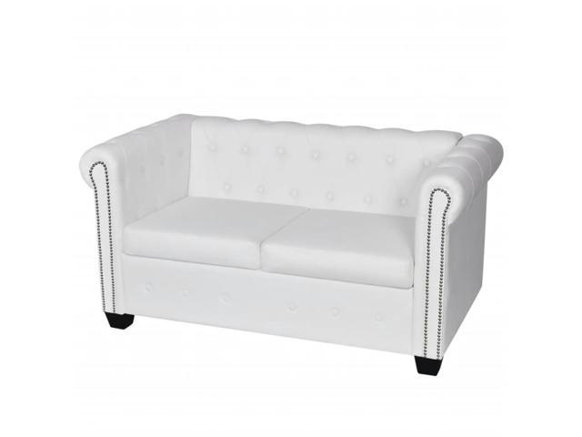 Photos - Display Cabinet / Bookcase VidaXL Chesterfield 2-Seater Artificial Leather White 242658 