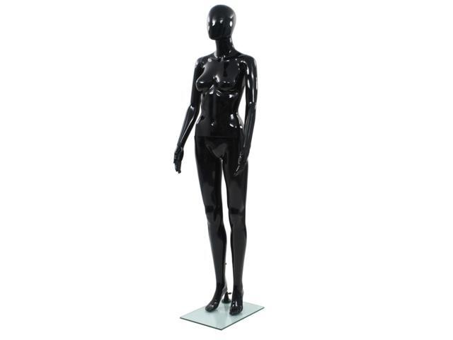 vidaXL Full Body Female Mannequin with Glass Base Glossy Black 68.9'