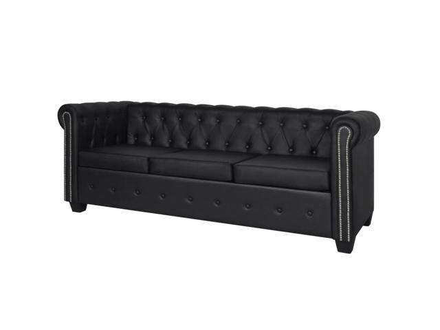 Photos - Display Cabinet / Bookcase VidaXL Chesterfield 3-Seater Artificial Leather Black 242657 