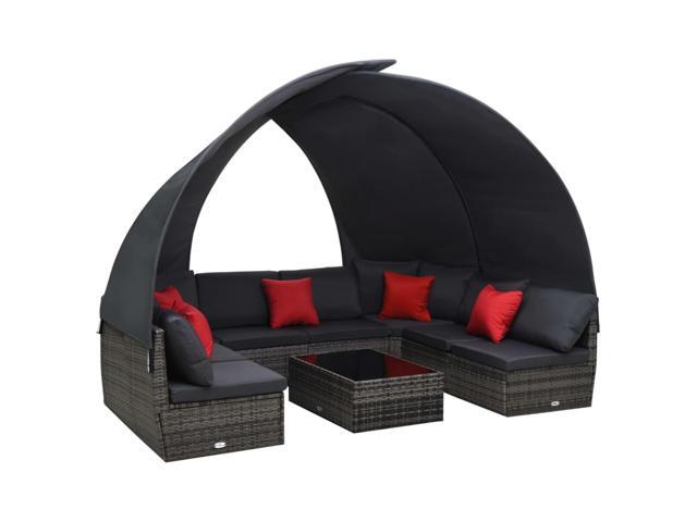 Photos - Display Cabinet / Bookcase VidaXL 9 Piece Garden Lounge Set with Canopy Poly Rattan Anthracite 48192 