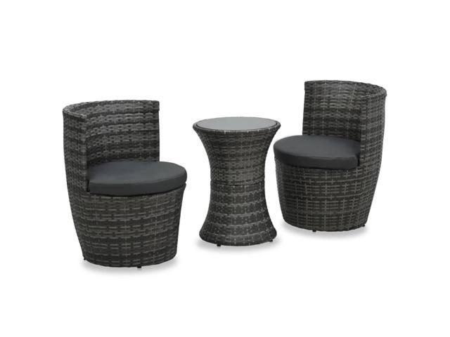 Photos - Display Cabinet / Bookcase VidaXL 3 Piece Bistro Set with Cushions Poly Rattan Gray 48149 