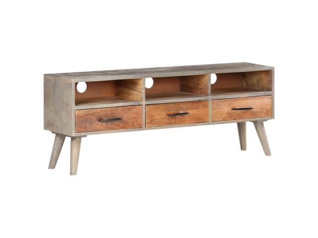 vidaXL TV Stand TV Unit Sideboard TV Unit Cabinet Gray Solid Rough Mango Wood