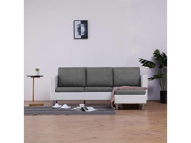 Photos - Sofa VidaXL 3-Seater  with Cushions White Faux Leather 282285 