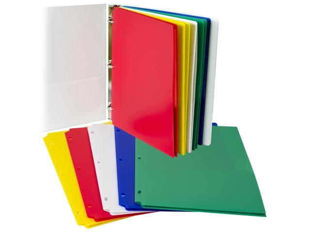 C-Line Two-Pocket Heavyweight Poly Portfolio Folder 3-Hole Punch Letter Asst 10/PK 32930