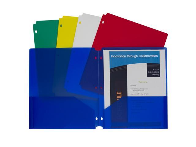 C-Line Two-Pocket Heavyweight Poly Portfolio Folder 3-Hole Punch Letter Asst 10/PK 32930