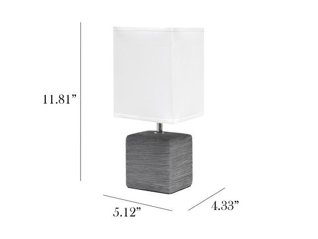 Simple Designs Petite Faux Stone Table Lamp with Fabric Shade, Gray with White Shade