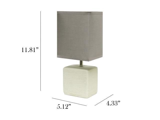 Simple Designs Petite Faux Stone Table Lamp with Fabric Shade, OffWhite with Gray Shade