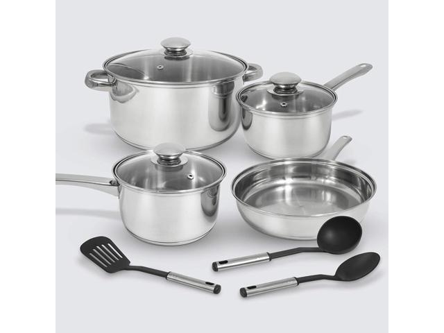 EXCEL STEEL 501 10PC STAINLESS STEEL COOKWARE SET WITH