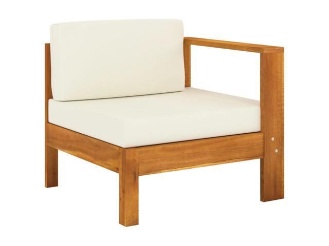 Photos - Sofa VidaXL Middle  with 1 Armrest Cream White Solid Acacia Wood 310642 