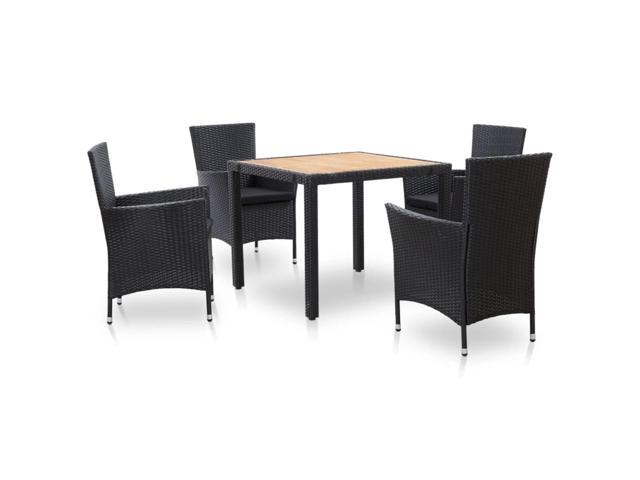 Photos - Display Cabinet / Bookcase VidaXL 5 Piece Outdoor Dining Set with Cushions Poly Rattan Black 46025 
