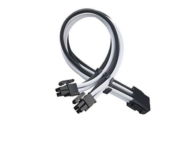 SST-PP07E-EPS8BW, 4+4 pin black-white sleeve extension cable, 18AWG, black cable comb x 4