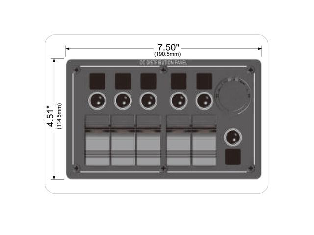 5-Switch Voltmeter Panel W/Breakers Black Bulldog Winch