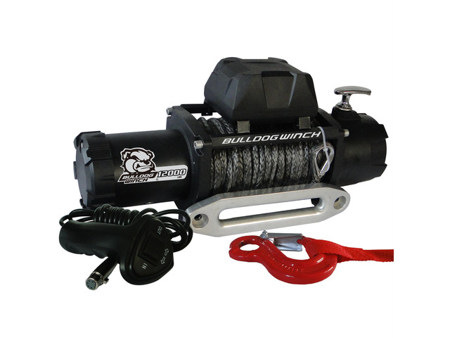 12,00 LB Winch 100 Ft Synthetic Rope 6.0hp Series Wound Motor Roller Fairlead Bulldog Winch
