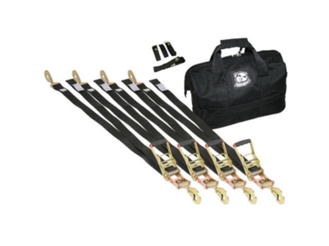 Ratcheting Tie-Down Strap 13 PC 10k Breaking Strength Kit Bulldog Winch
