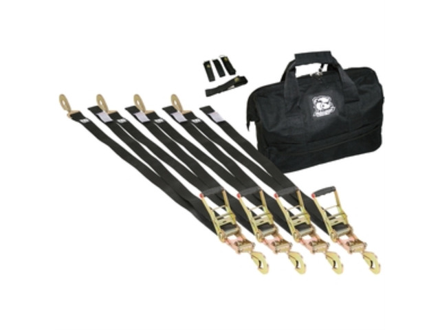 Ratcheting Tie-Down Strap 9 PC 10k Breaking Strength Kit Bulldog Winch
