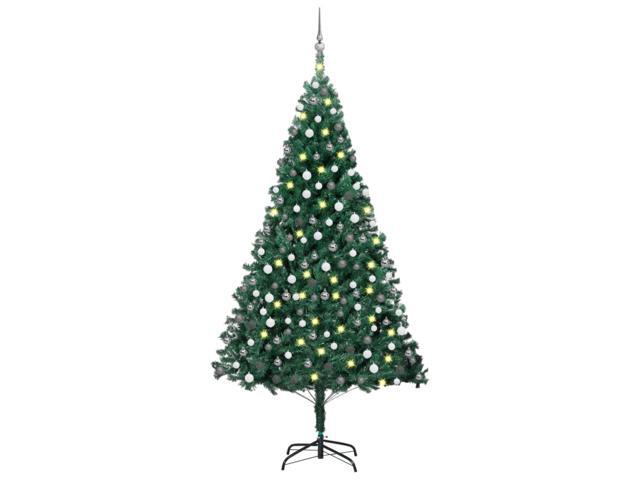 vidaXL Artificial Christmas Tree with LEDs & Ball Set Green 82.7' PVC