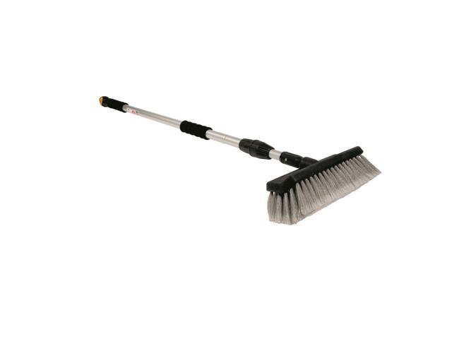 Camco RV Flow-Through Wash Brush with Adjustable Handle and Integrated Squeegee (43633)