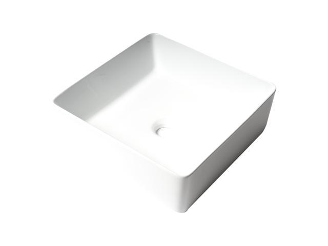 Photos - Kitchen Sink Alfi brand ABC903-W White 16' Modern Square Above Mount Ceramic Sink 