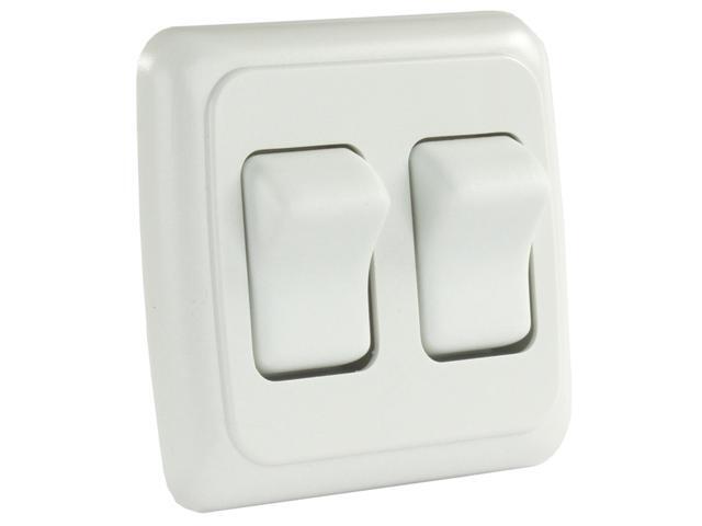 JR Products 12015 On/Off Switch with Bezel - Double Switch, White