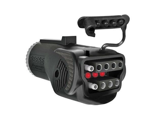 Reese 78118 7-Way Flat Pin To 4 and 5-Way Flat Adapter with LED Circuit Tester and Dust Cover