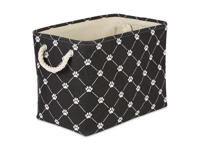DII Polyester Pet Bin Trellis Paw Black Rectangle Small