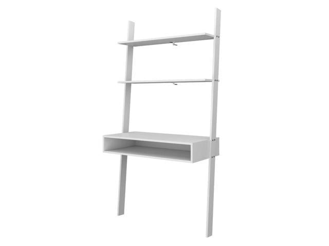 Photos - Display Cabinet / Bookcase Cooper Ladder Desk with 2 Floating Shelves in White 193AMC6