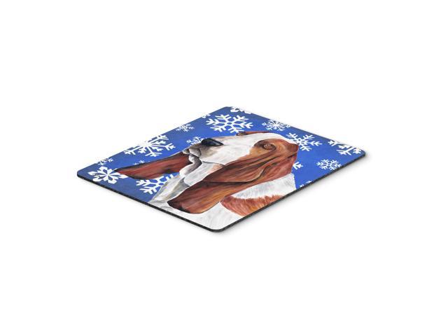 Caroline's Treasures Mouse/Hot Pad/Trivet, Basset Hound Winter Snowflakes Holiday (SC9372MP)