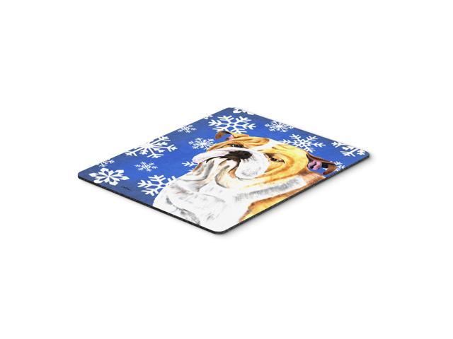 Caroline's Treasures Mouse/Hot Pad/Trivet, Bulldog English Winter Snowflakes Holiday (SC9374MP)