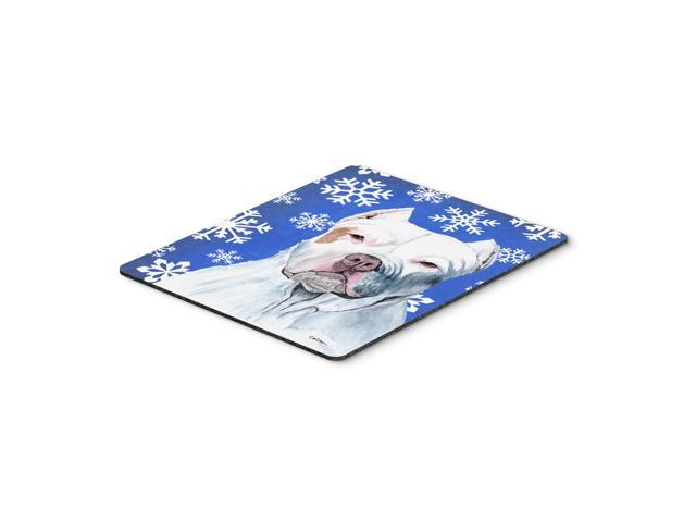 Caroline's Treasures Mouse/Hot Pad/Trivet, Pit Bull Winter Snowflakes Holiday (SC9381MP)