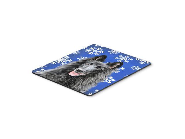 Caroline's Treasures Mouse/Hot Pad/Trivet, Belgian Sheepdog Winter Snowflakes Holiday (SC9398MP)