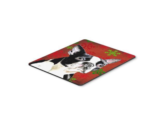 Caroline's Treasures Mouse/Hot Pad/Trivet, Boston Terrier Red & Green Snowflakes Christmas (SC9400MP)