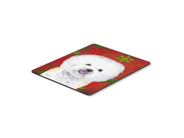 Caroline's Treasures Mouse/Hot Pad/Trivet, Bichon Frise Red & Green Snowflakes Christmas (SC9402MP)