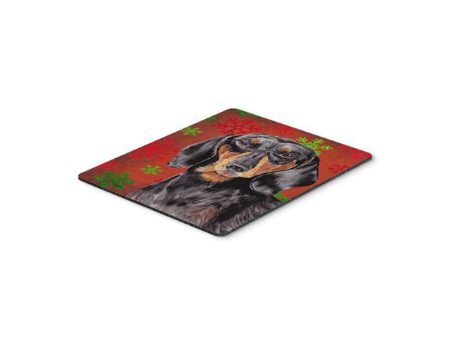 Caroline's Treasures Mouse/Hot Pad/Trivet, Dachshund Red & Green Snowflakes Holiday Christmas (SC9403MP)