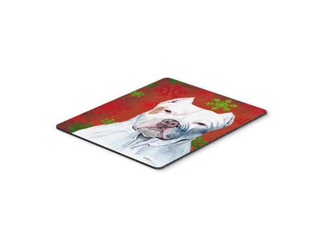 Caroline's Treasures Mouse/Hot Pad/Trivet, Pit Bull Red & Green Snowflakes Christmas (SC9421MP)