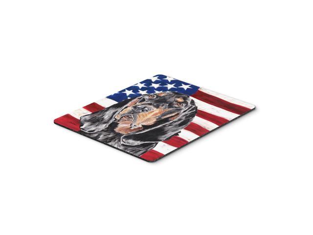 Caroline's Treasures Coonhound Black & Tan USA American Flag Mouse Pad/Hot Pad/Trivet (SC9511MP)