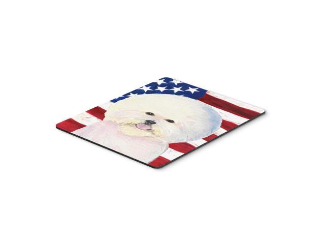 Caroline's Treasures Mouse/Hot Pad/Trivet USA American Flag with Bichon Frise (SS4011MP)